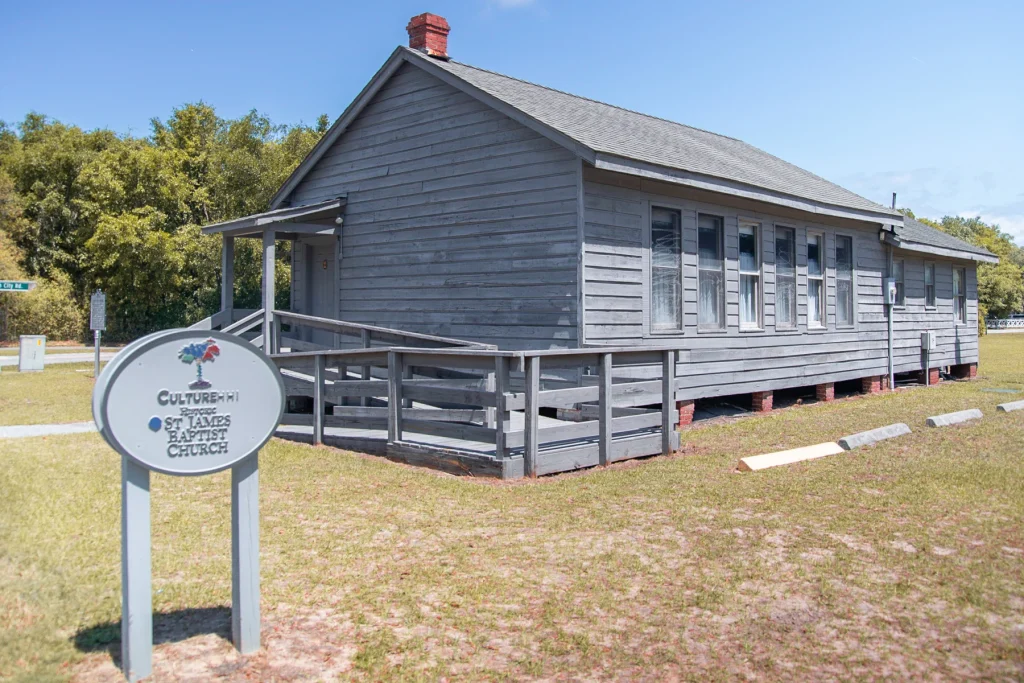 The wooden exterior of historic Cherry Hill School on Hilton Head Island.